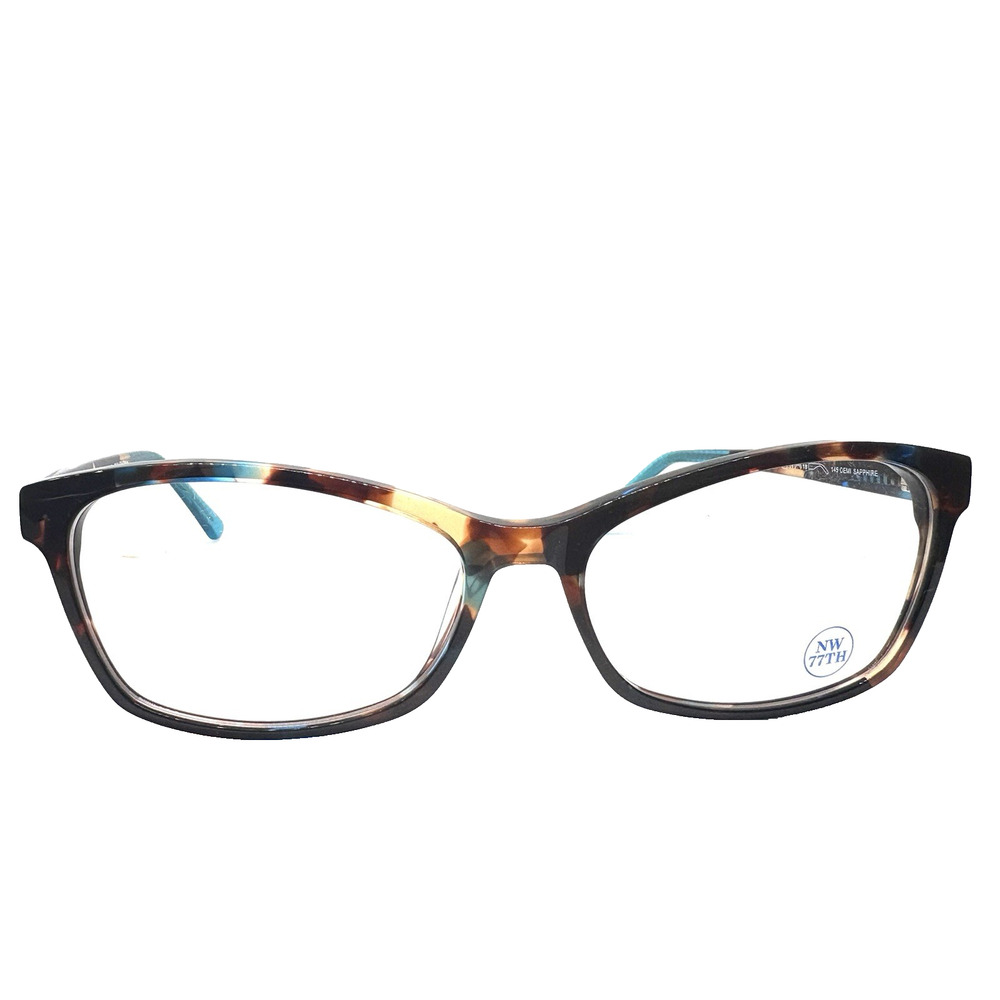 NW 77TH NO SHOW SOCKS BLUE TORTOISE DESIGNER EYEGLASSES 58-18-145 USA